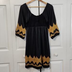 Uncle Frank Womens Black With Gold Embroidery Knee Length‎ Dress Size XS Western